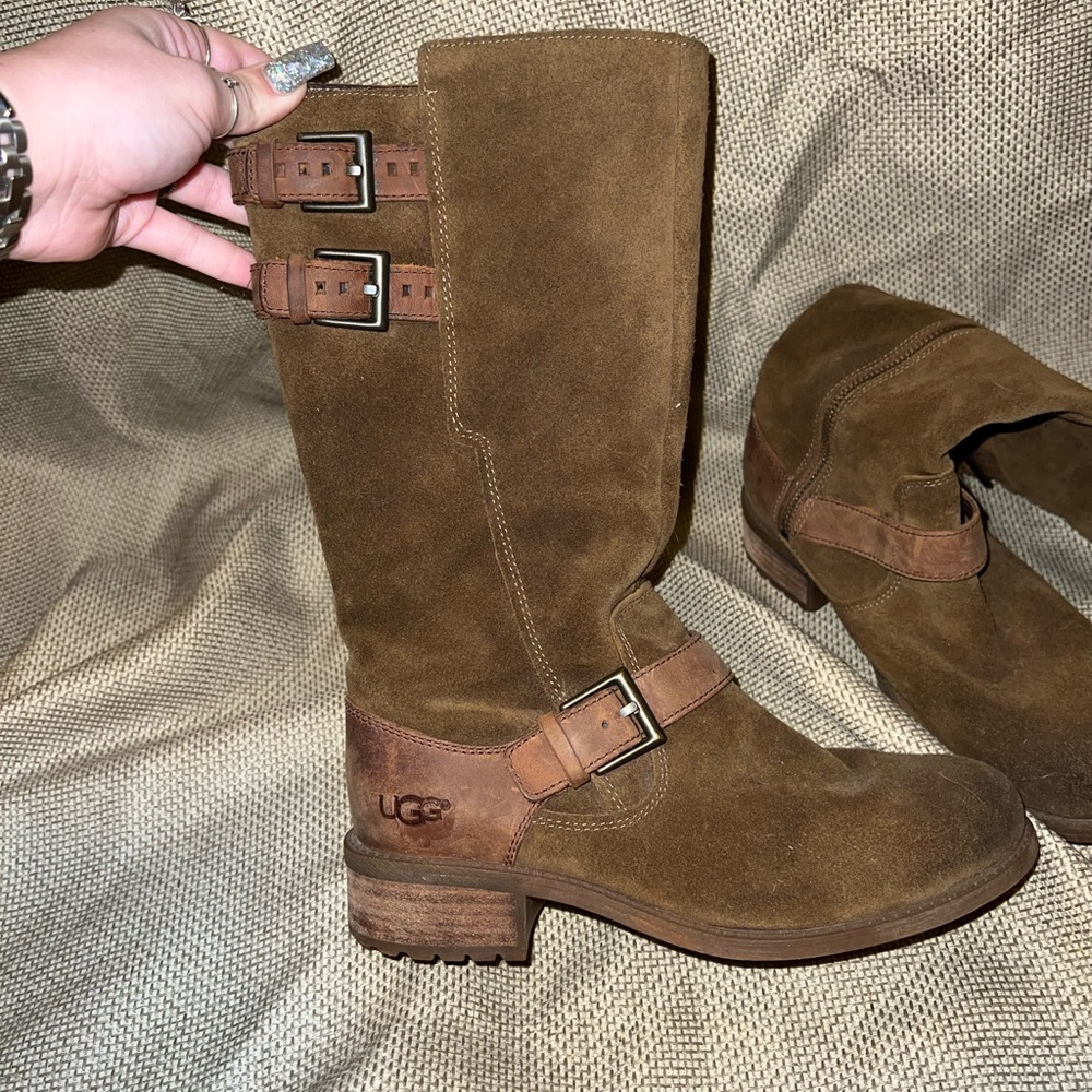 UGG Brown Suede Everglayde Mid Calf Riding Boots